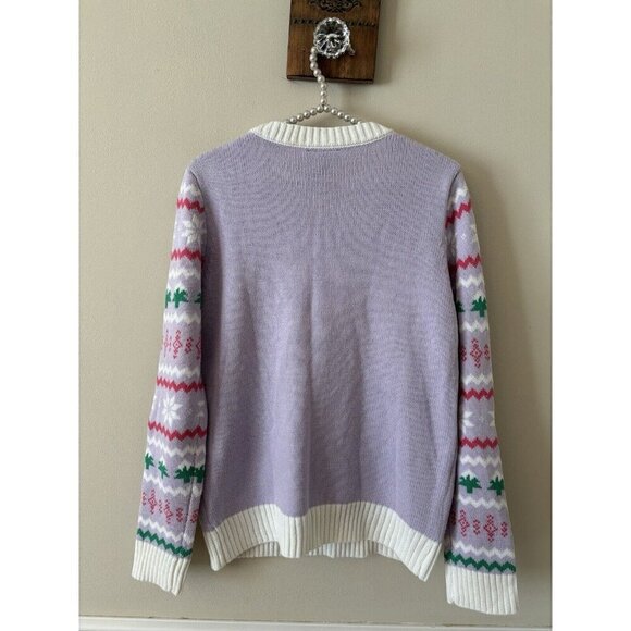 NWT Joe Boxer Juniors Size L Purple Unicorn Sweater Christmas Sequin - Picture 3 of 5